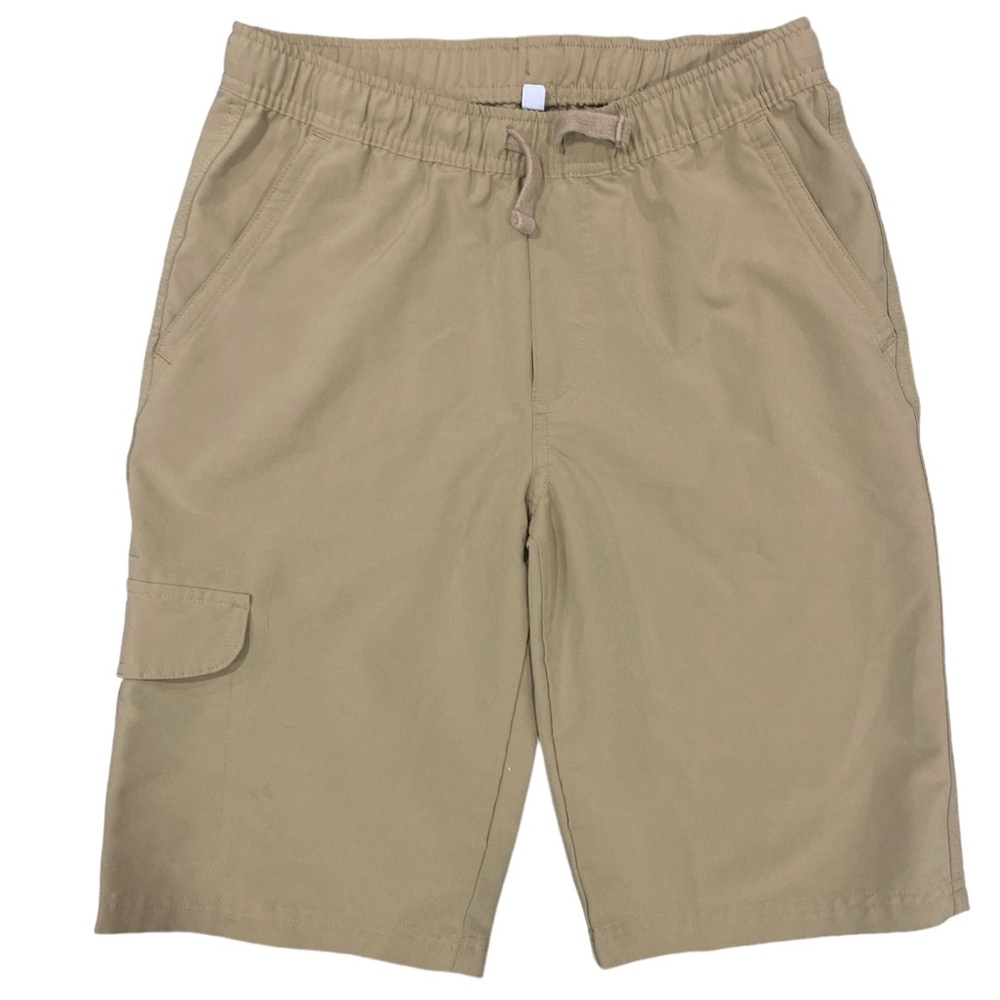 IZOD Youth 16 Beige Elastic Waist Cargo Shorts 4 Pockets Faux Fly